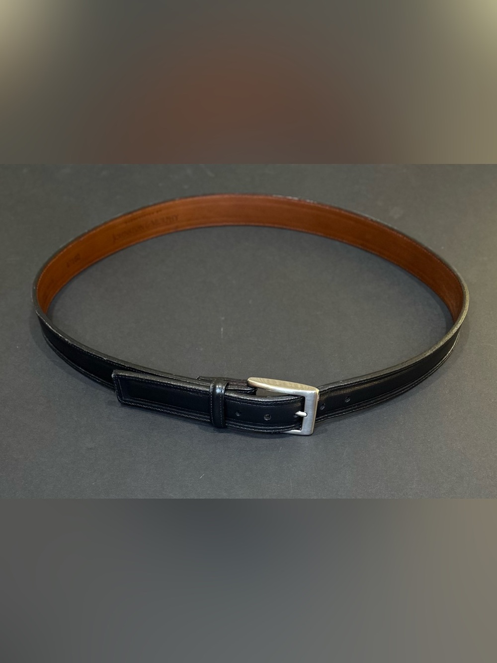 VTG 1980s-90s Johnston & Murphy High-End Black Leather Dress Belt 40